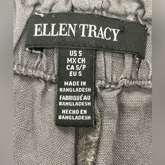 Ellen Tracy Linen Comfy Tapered Leg Pant High Waist in Mid Grey Oversized Size S - Picture 9 of 10